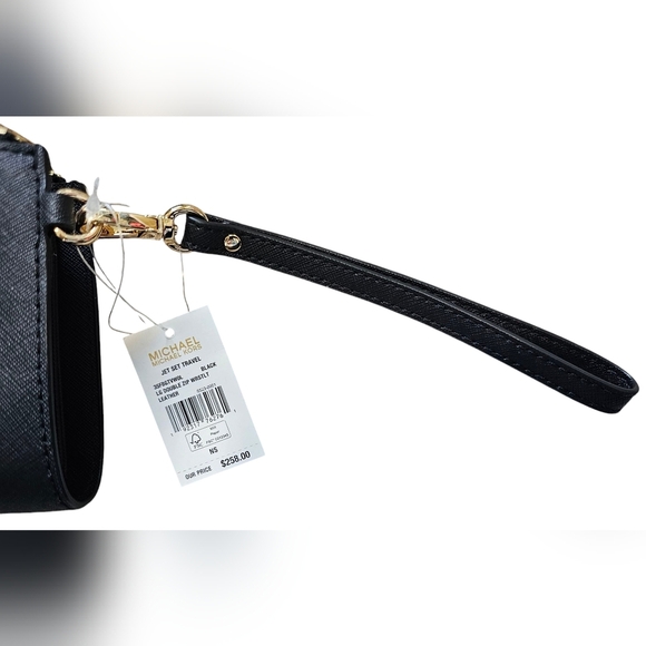 Michael Kors Black Jet Set Travel, LG Double Zip Wristlet Leather, New With Tags - Picture 5 of 13